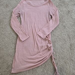 Pink Ribbed Long Sleeve Dress/Top
